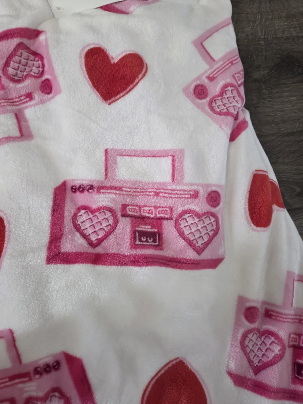 Love Songs Plush Throw Blanket - Pink & Red Heart Boombox Print